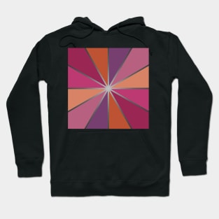 Cube divided into shades of pink, orange, purple. Hoodie